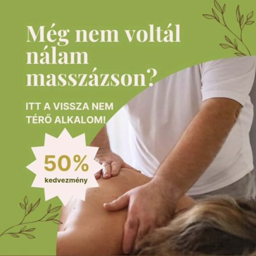 új vendég 50% masszázs kedvezmény